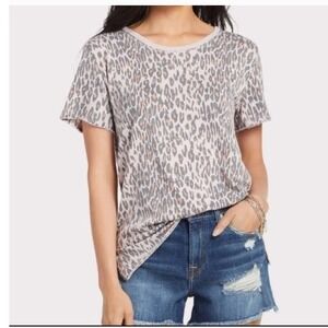 Free People We The Free Leopard Print Short Sleeve Tee Pink Grey OB975298 Size M